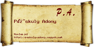 Páskuly Adony névjegykártya